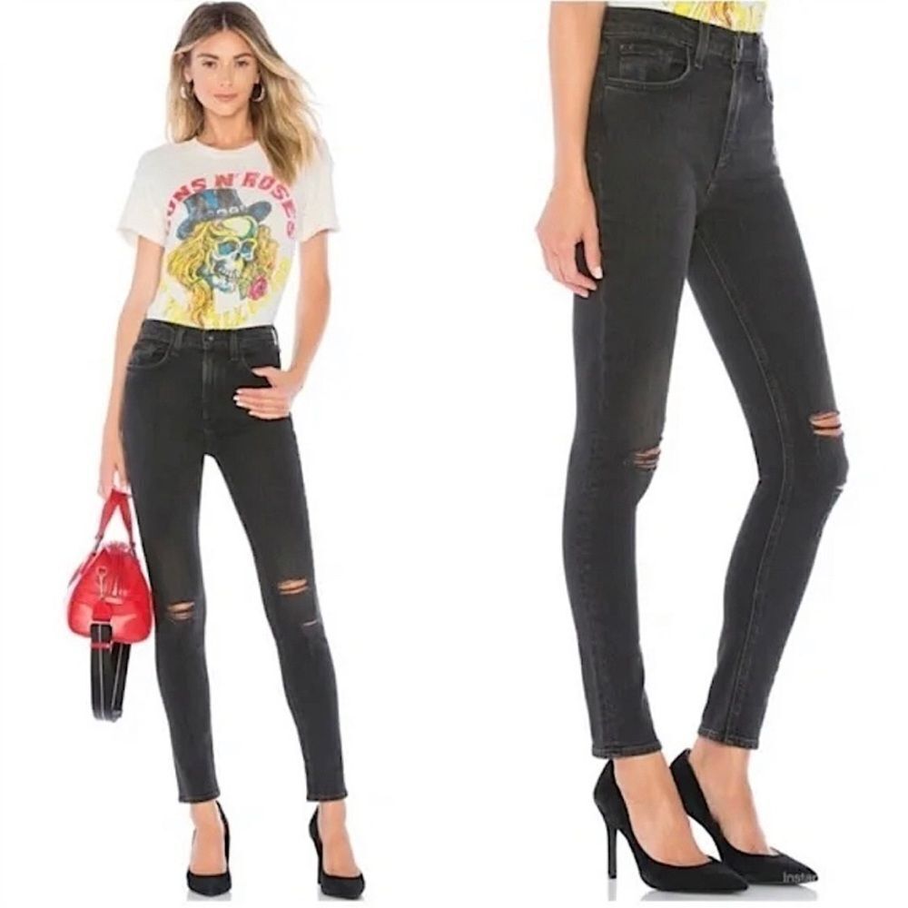 Rag & Bone Black Skinny Jean Soft Rock with‎ Holes Distressed Size 28
